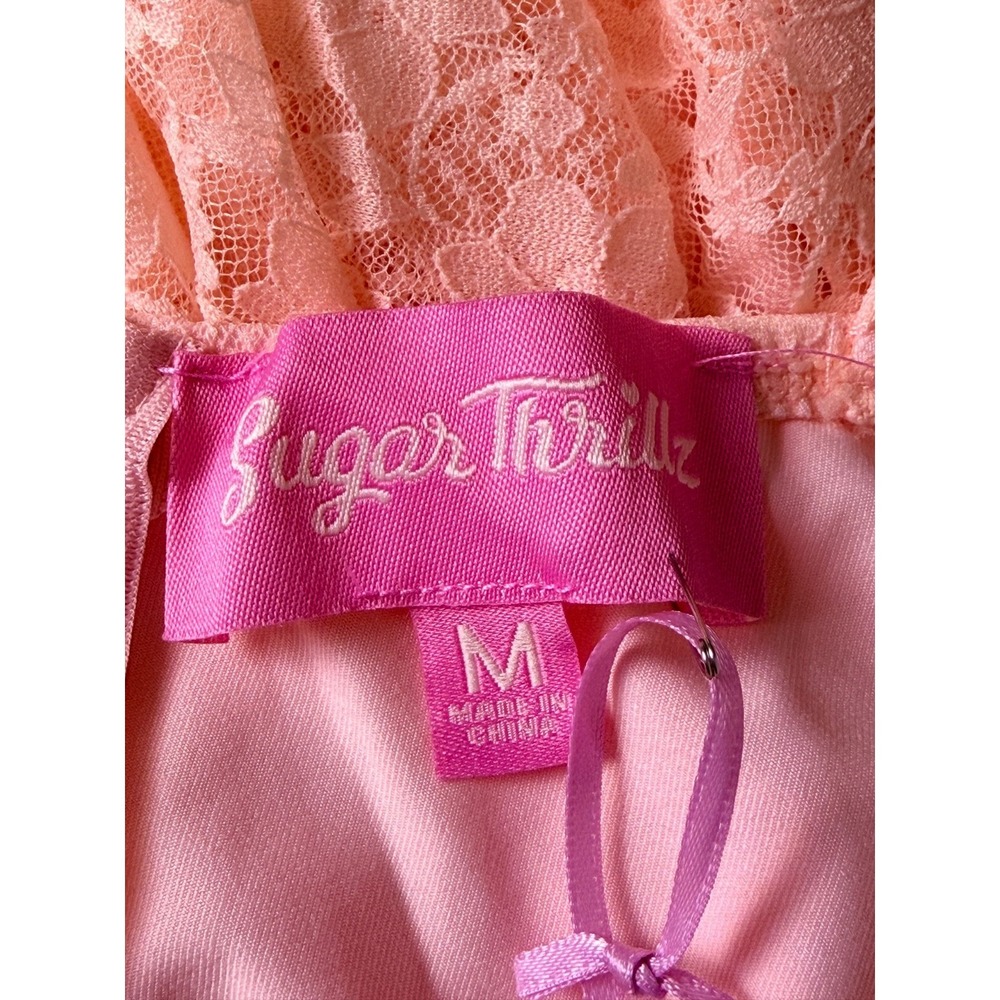 Dolls Kill Sugar Thrillz Lace Corset Dress Womens M Peach Coquette Babydoll Fit - Picture 5 of 12